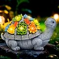 10.3 Inch Solar Turtle Statue Garden Decor for Outside with Succulents and 7 LED Lights – Cute Lawn Ornaments for Patio, Porch, Balcony & Yard – Unique Birthday Gifts for Women Mom Grandma Wife