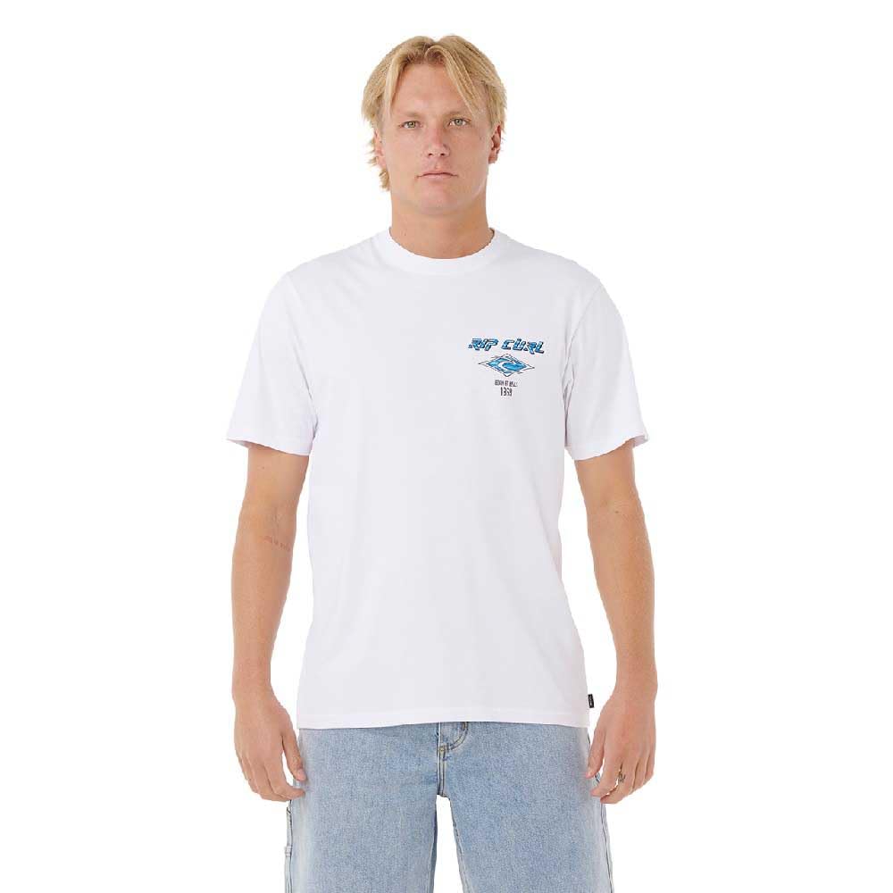 Rip Curl Men's White Fade Out Icon Short Sleeve T-Shirt - 2XL