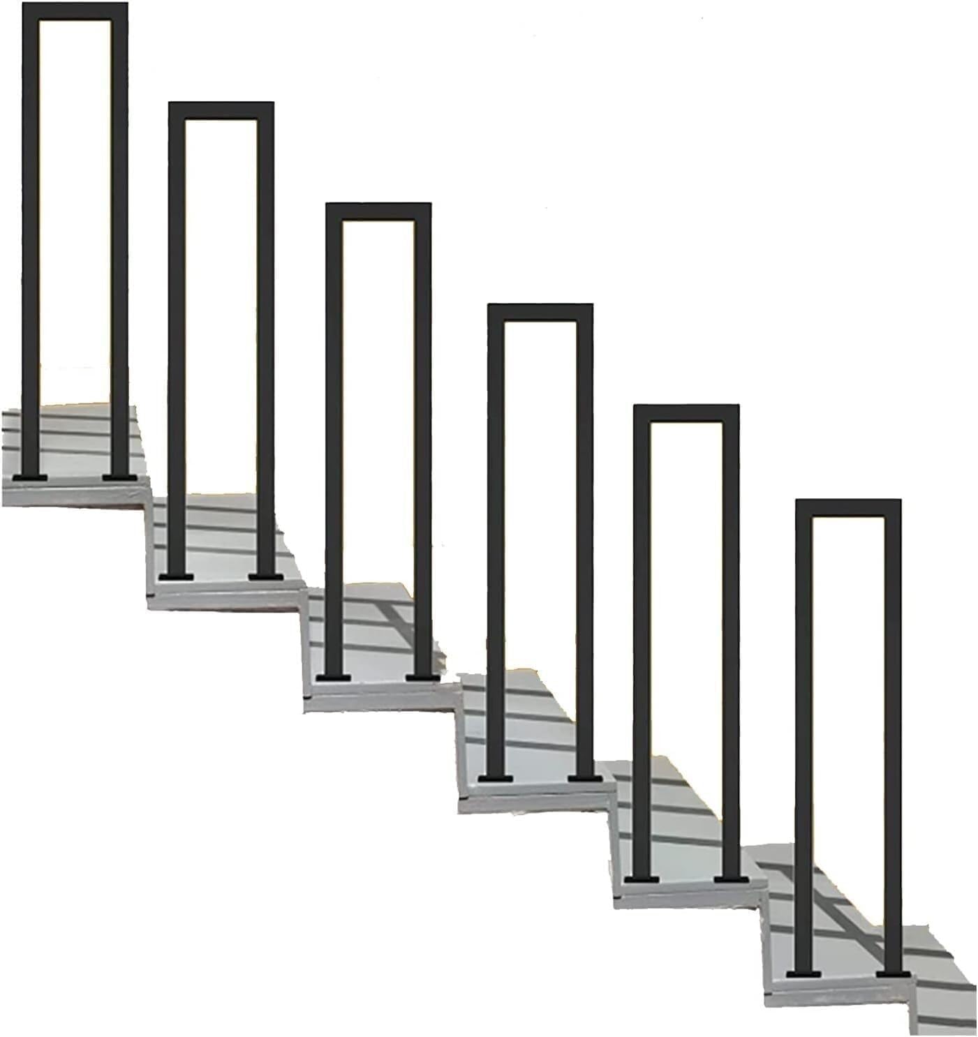 Hand Rails for Outdoor Steps, Outdoor Indoor Wrought Iron Hand Rail Guardrail, 1.1-3.3FT Black U-Shaped Stair Railing Handrails, Stair Rail for Loft Porch Corridor Villa Hotel(55CM/1.8FT)