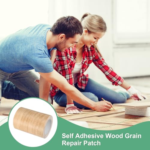Image of M METERXITY 2-Roll Wood Grain Repair Tape, 3.15in x 15ft Textured Realistic Self-Adhesive Wood Floor Tape Contact Paper for Furniture /Floors /Home [Light Chestnut]