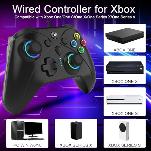Image of UGAME Wired Controller for Xbox Series X|S, Black Gamepad works with Xbox One /PS4 /Switch /PC with RGB Lighting, Turbo, Back Paddles