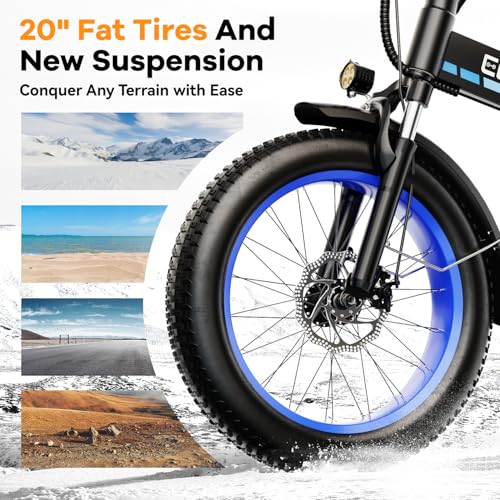 Image of 1000W Folding Electric Bike,48V 20AH Removable Battery E Bike,80 Miles Max Range Electric Bike for Adults,20 inch Fat Tire Foldable ebike,Adult Electric Bicycle for Commute Beach Snow