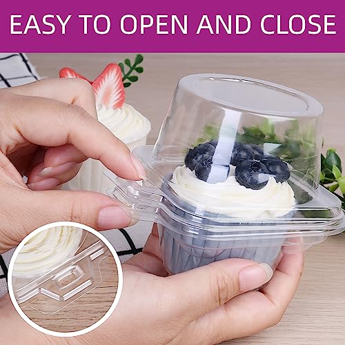 Image of LotFancy 25 Pcs Individual Cupcake Containers, Plastic Clear Cupcake Boxes, Disposable Single Cupcake Holders with Dome Lid, Stackable Muffin Carrier for Wedding Baby Shower