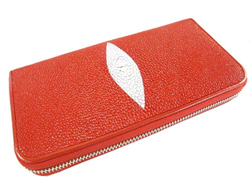 Genuine Stingray Skin Women's Zip Around Clutch Wallet Purse Black
