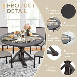 Colamydiningtablesetfor445inchroundkitchendiningtablewithchairswoodendiningtablewith4windsordiningchairsforkitchendiningroomrestaurantbrownwhite Urban Country Home Decor Colamy dining table set for 4 45 inch round kitchen dining table with chairs wooden dining table with 4 windsor dining chairs for kitchen dining room restaurantbrownwhite urban country home decor