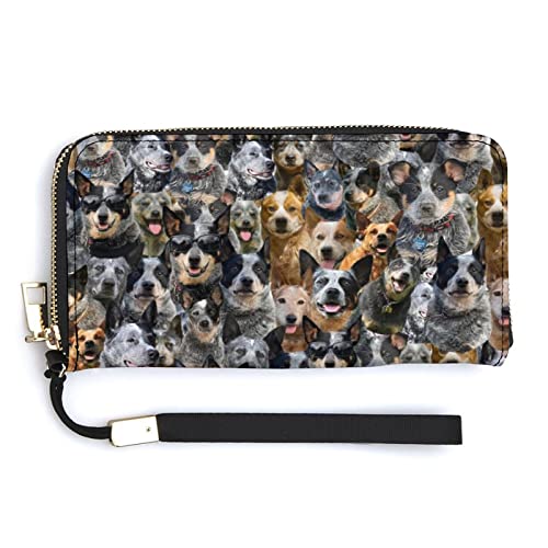 Australian Cattle Dog Gifts for Women Men, Funny Dog Print Wallet for Dog Lover/Puppy Mom/Pet Owner, PU Leather Coin Purse Credit Card Holder, Australian Cattle Dog Long Wallet