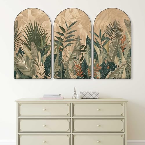 Image of Livin'luxe Set of 3 Tropical Palm Leaves Wall Painting for Living Room, Bedroom, Hotels - Big Size Stylish Frame 50 inch x 30 inch Wall Art for Home Decoration RPNL-36
