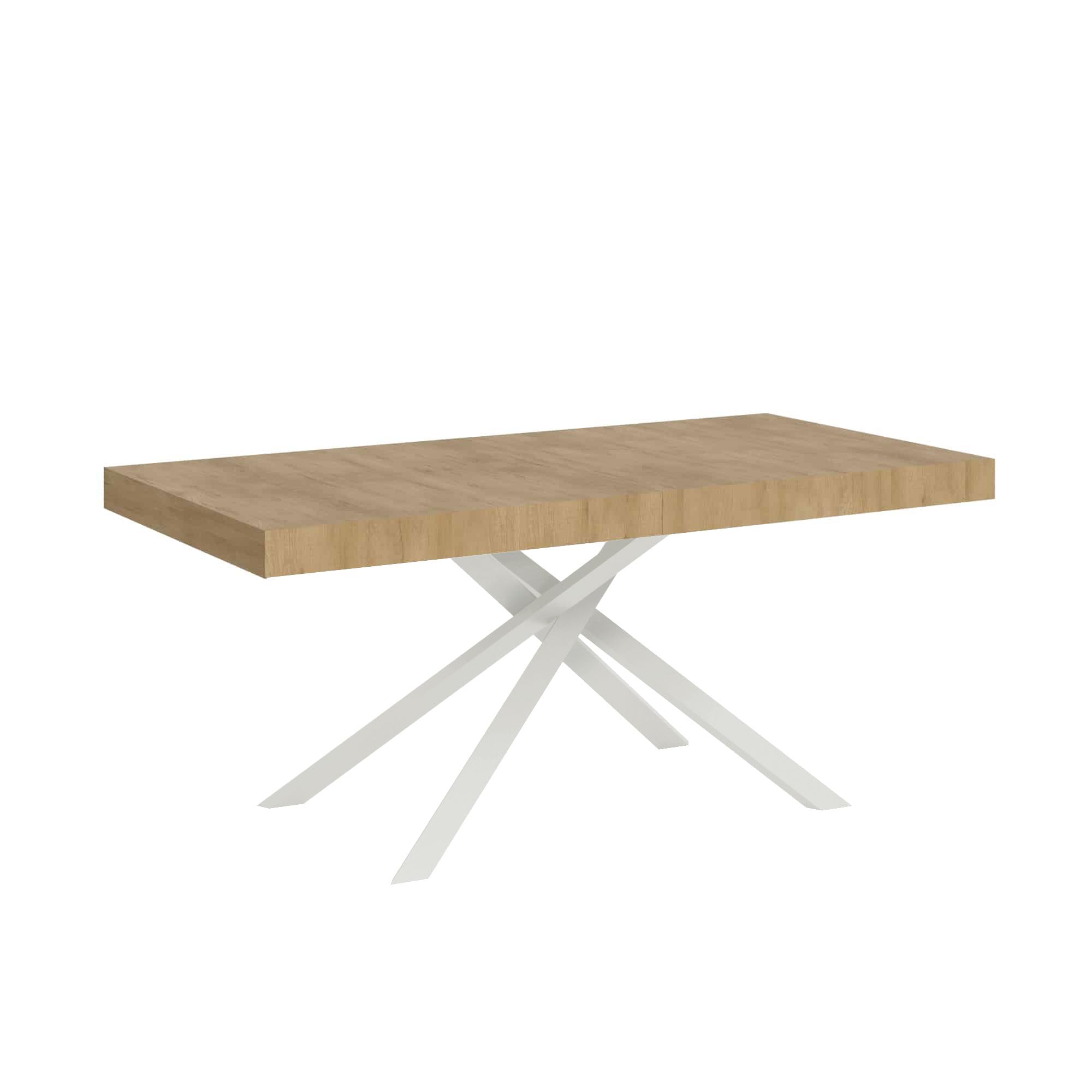 CasaArredoStudio, Tavolo Allungabile Karida, 180(284) x90 cm, Quercia Natura con Gambe Incrociate Bianche, Made in Italy.