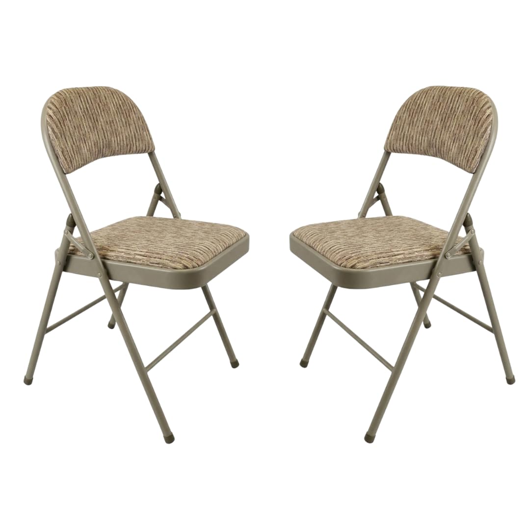 Meta Steel Frame with Fabric Seat Padded Office Work Study Party Dining Folding Chair (2, Beige)