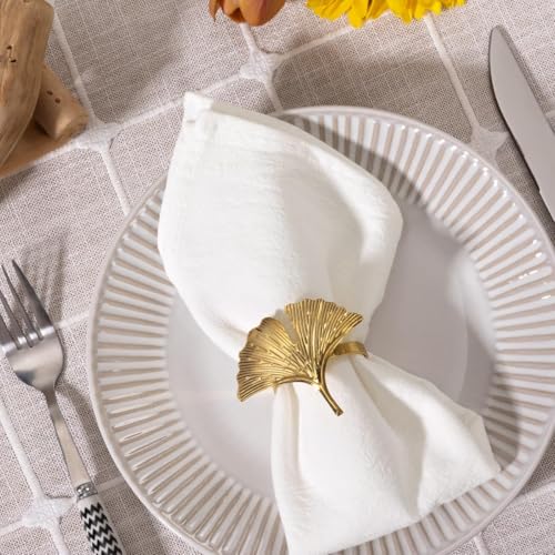 Image of MLMC 4 Pack Ivory Cloth Napkins Rustic Washable Cotton Linen Napkins Set of 4 17 inchx17 inch Reusable Dinner Napkins Cloth for Wedding Party Gathering Everyday Use Events Decor