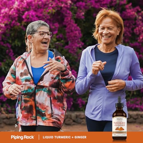 Piping Rock Liquid Turmeric and Ginger Supplement | 2 fl oz | with Black Pepper Extract | Proprietary Blend | Vegan, Non-GMO, Gluten Free