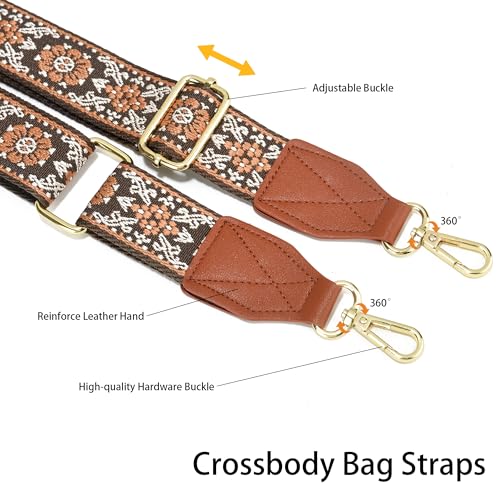 Image of Purse Strap,1.5 inch Leather End Shoulder Strap Adjustable Replacement,Retro Multi-Pattern Crossbody Bag Straps