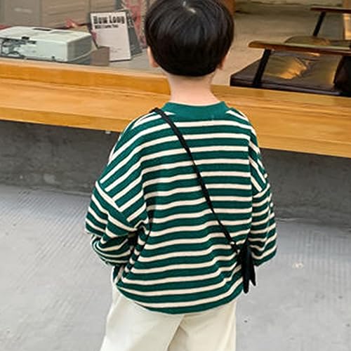 Moletom de Manga Comprida, Solto, Macio, Elegante, Respirável, Casual, Listrado, para Atividades Ao
