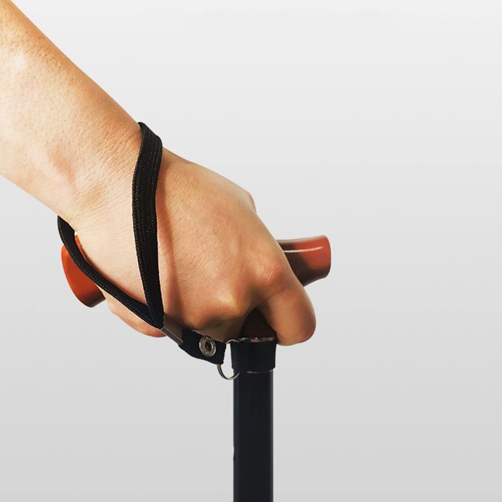Bastón Plegable, bastón de Aluminio para Hombres y Mujeres, Altura Ajustable, con Correa para la muñeca, Bastones ingleses de Viaje Ligero para Personas Mayores, Negro