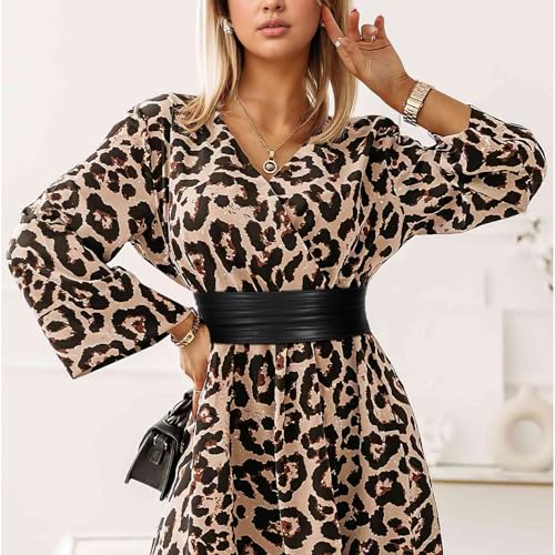 SANSTHS Women Wide Elastic Belts for Dresses Vintage Fashion Stretchy Waist Belts Ladies Cinch Belts Leather Waistband3