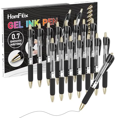 Gel Pens Black, 15-Pack 0.7mm Fine Point Pens, Ideal for School Supplies, Office Use, and Daily Writing. Smooth Ink Flow, Durable Tips, Ink Pens, Teacher Pens