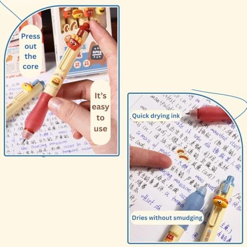 Image of PAXCOO Cute Burger Shop Pen Set of 4,0.5mm Blue Ink Erasable Gel Pens,Kawaii Food Theme Writing,Smooth Writing for School,College,Office,Journaling,Note Taking,Cute Stationery Gift for Kids & Students