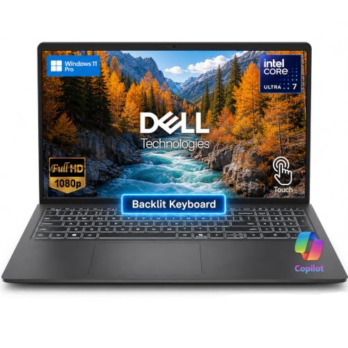 Dell 15.6 Touchscreen Laptop, Intel 12 Core Ultra 7 255U, 32GB RAM,1TB SSD