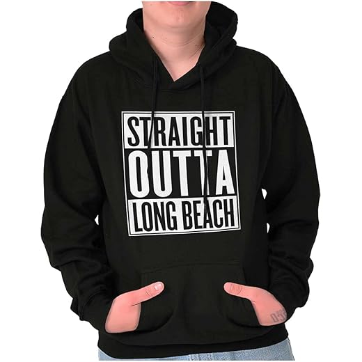 Classic Teaze Straight Outta Long Beach California Hoodie Sweatshirt Women Men Black