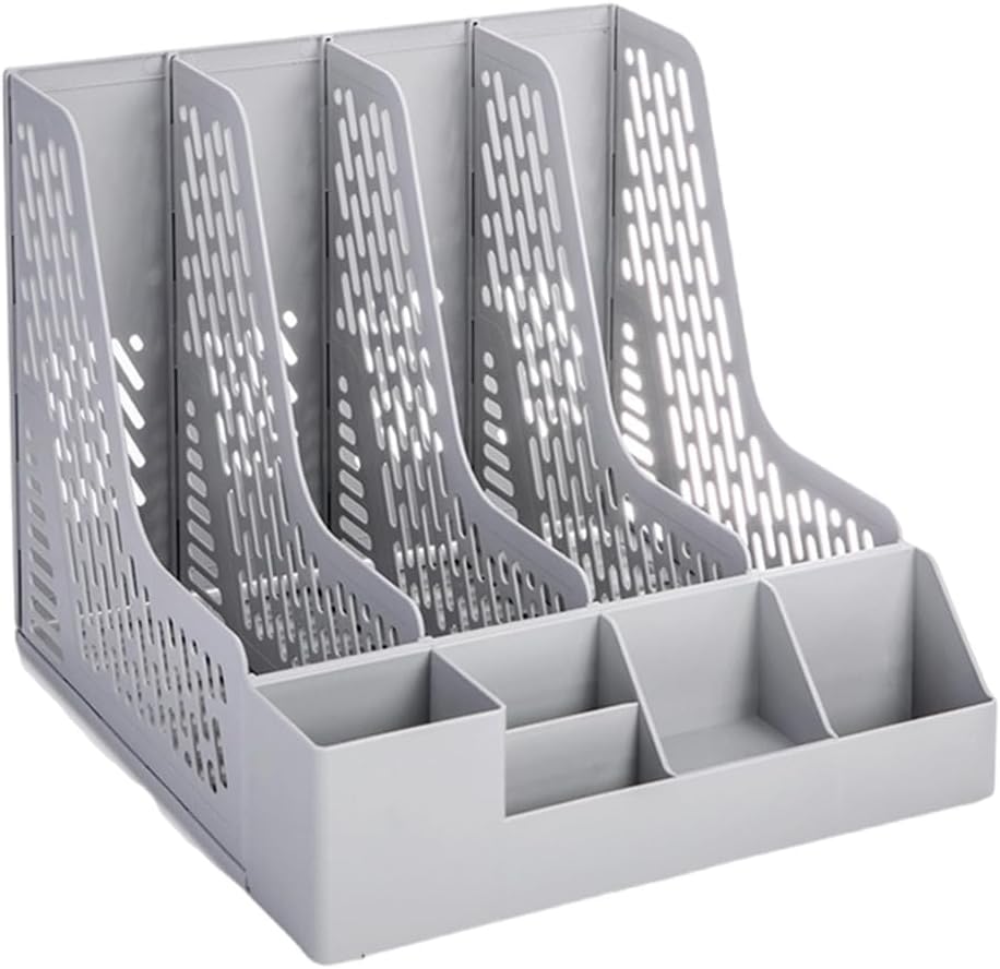 Desk Magazine Holders File Holders with Removable Pen Holders 4 Compartments Vertical Magazine File Holders Book Holders