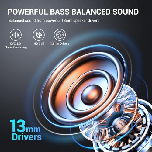 Image of EDYELL Wireless Open Ear Buds, 72 H Playtime Waterproof Earphones Wireless, Hi-Fi Sound Bluetooth Earbuds, Touch Control Sport Headphones with Type-C Fast Charging (FM-OWS-C5-002)