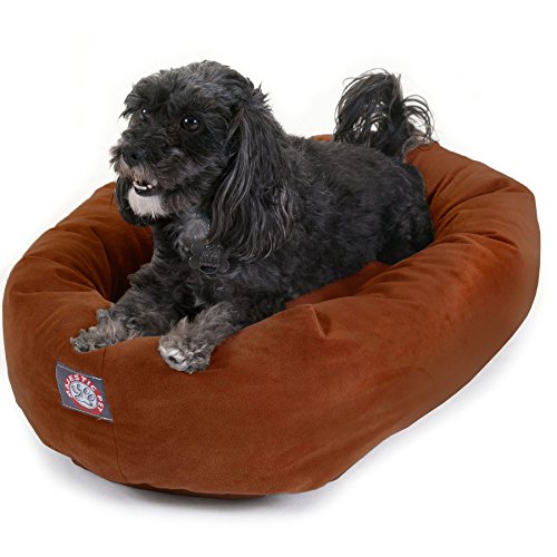 Image of Majestic Pet Dog Bed, 24x19x7in, Rust - Soft Round Pet Bed with Spine Support, Calming Donut Bed for Small Dogs, Washable, High-loft Polyester Fill, Waterproof Base, 300 /600 Denier
