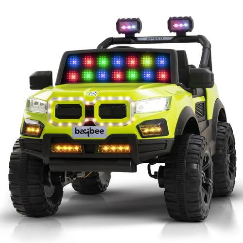 Image of Baybee Bumpy 4x4 Battery Operated Jeep for Kids, Ride on Toy Kid Car with RGB Windshield Light & Music | Baby Big Battery Cars | Electric Jeep Car for Kids to Drive 2 to 6 Years (Fluorescent Green)
