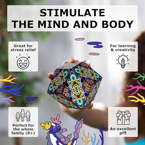 Image of Shashibo DODECA Magnetic Puzzle Cube, Sensory Fidget Toy for Adults & Kids, Stress Relief Fidget Toy for All Ages, Cool Fidget Toys for Desk, Shape Shifting Box, 100+ Possible Shapes