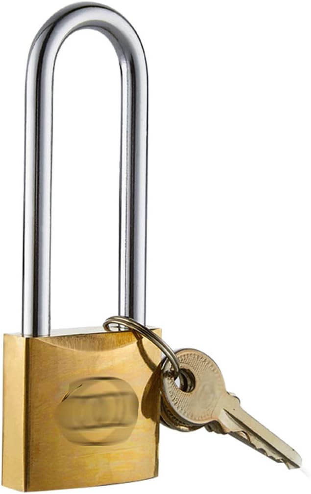 Heavy Locks Keyed Padlock Solid Brass Lock, Long Shackle for Sheds, Storage Unit School Gym Locker, Fence, Toolbox, Hasp Storage U-Locks for Bicycles
