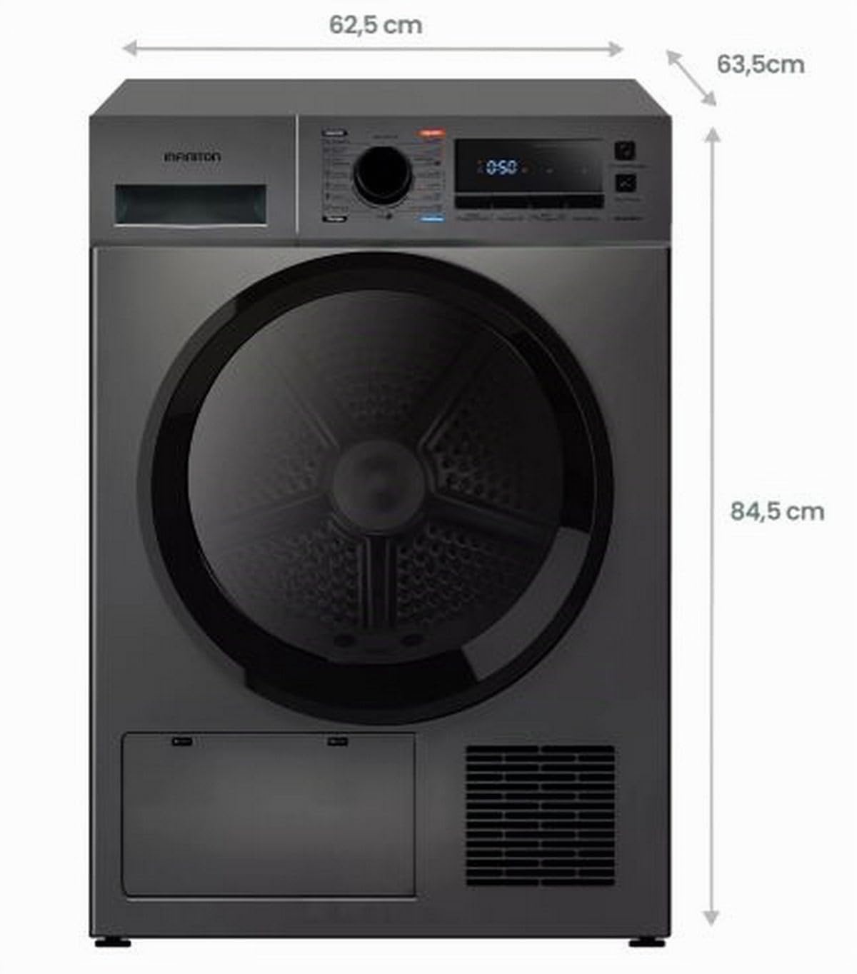 Secadora Bomba de Calor Infiniton SD-BC1DDX, 10 kg, 16 Programas, Función Antiarrugas, Dark Inox, D, Inicio Diferido hasta 24 horas, Portico Interior con 375 mm