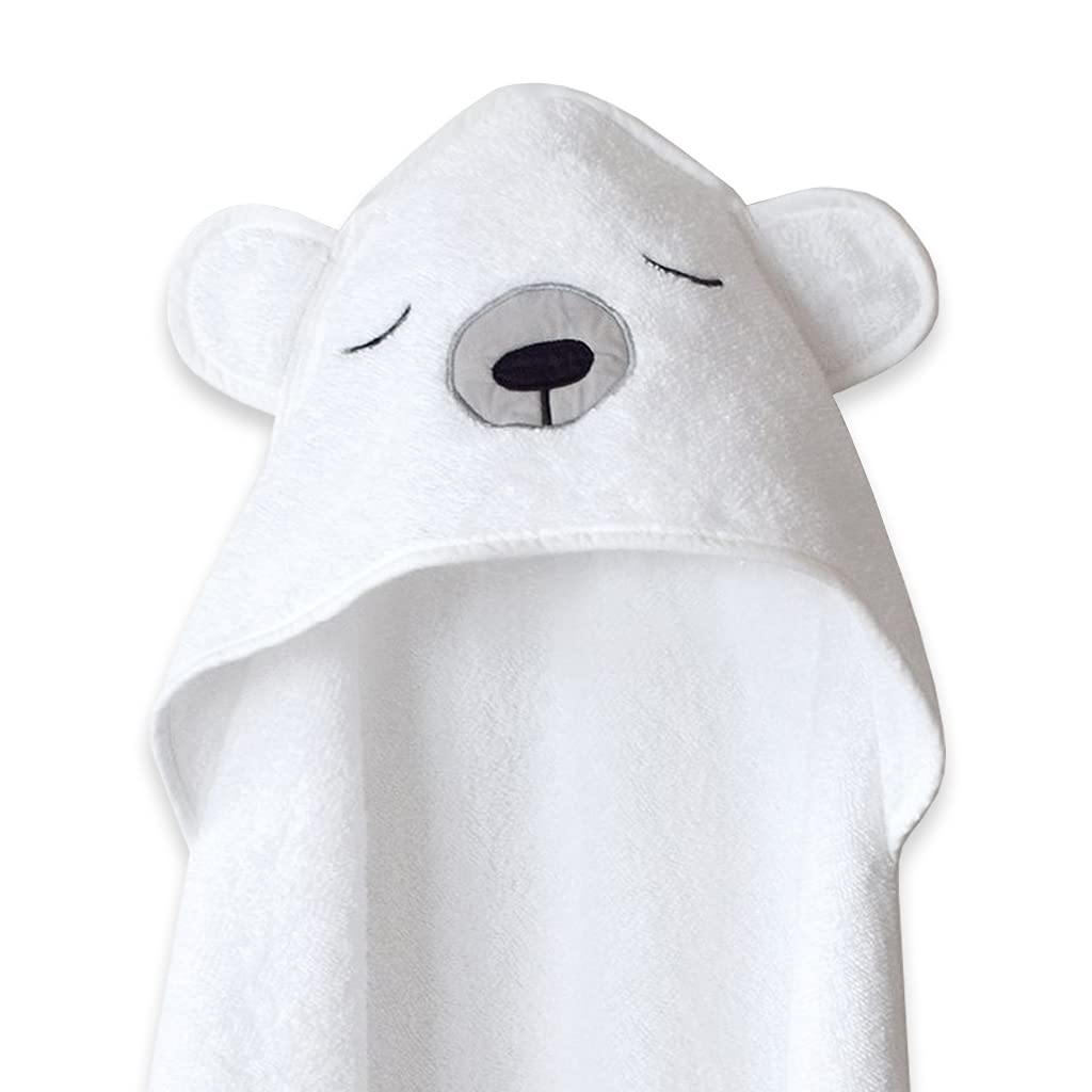 Masilo 100% Cotton Hooded Towel/Ideal for Babies 0-18months/ Luxurious and Super Absorbent Baby Towel/Infant to Toddler Wrap Towel with Hood/Soft, Lightweight and Breathable/Polar Bear/White