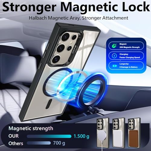 Image of VONZEE PC Compatible for Samsung S25 Ultra 5G Case,with Wireless Charging,(Not Compatible with Magsafe)Protective Case,Built-in Stash Stand Phone Case,Scratch-Resistant Back Cover,|Clear Black