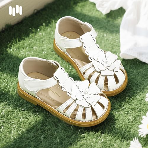Hehainom Toddler Girls Sandals Closed Toe Flats Dress Sandals Summer Flower Kids Shoes2