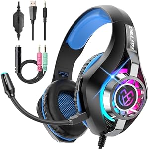 Tatybo Gaming Headset for Ps5 Ps4 PC Xbox S/X Series Switch PC, Gaming Headphone with Noise Cancelling Microphone RGB Lighting
