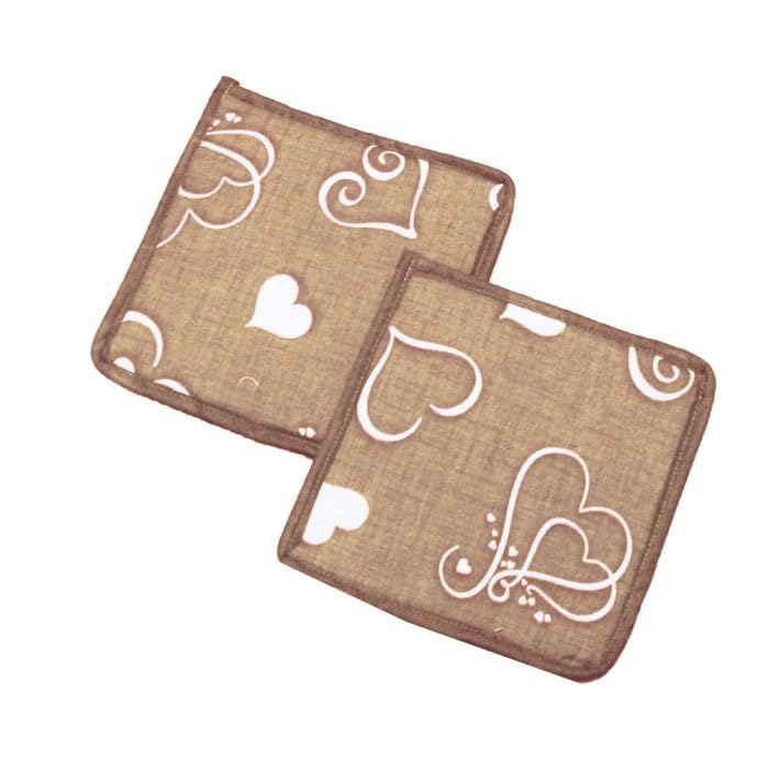 2 Presine Da Forno Shabby Cuore - Cordinato Beige, 19x19 Cm, Russo Tessuti - Foto 8