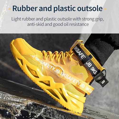 Work Boots for Men Composite Toe Non Slip Comfortable PU Leather Breathable Lightweight Industrial Construction Safety Boots3