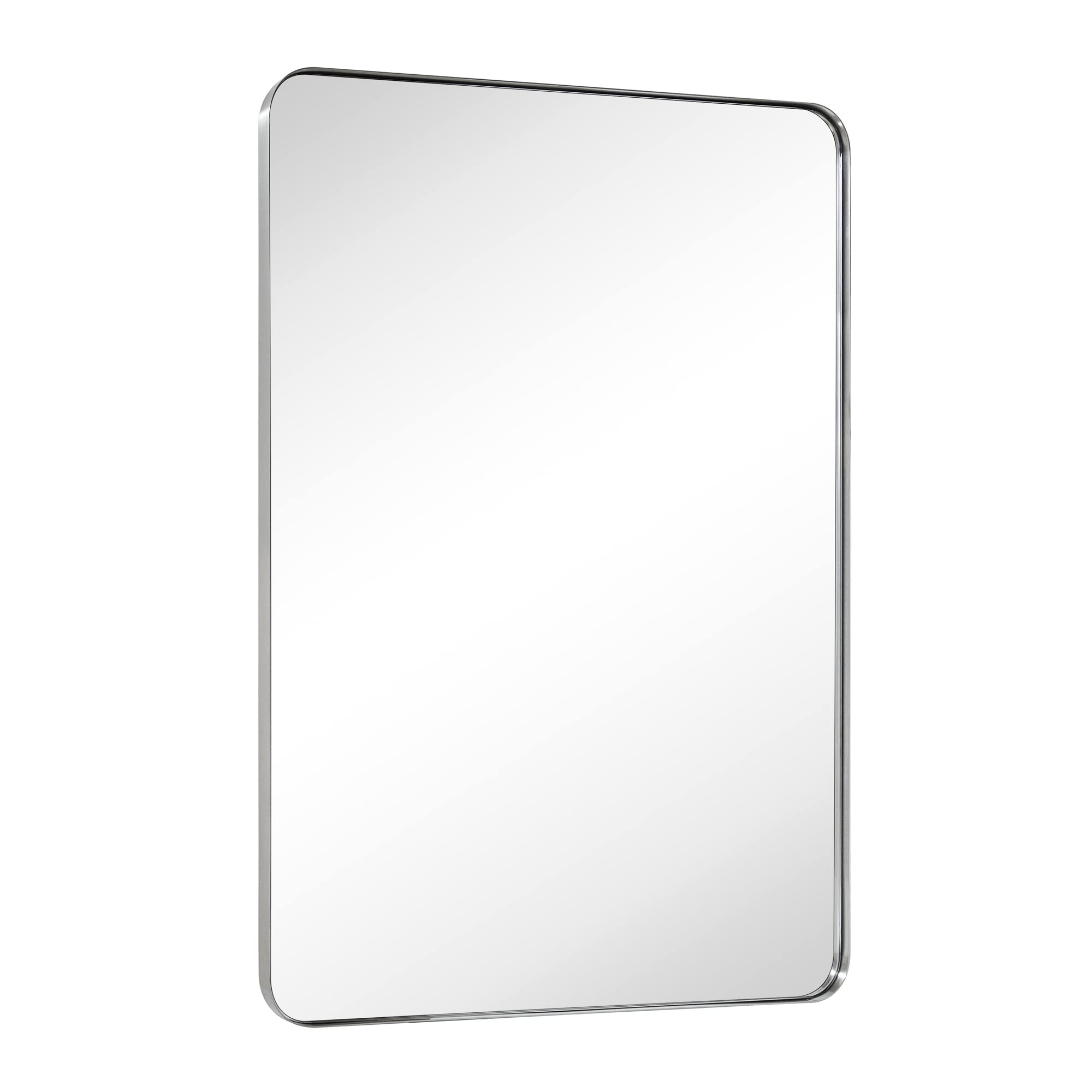GRACTO 40x30'' Brushed Nickel Rectangle Bathroom Vanity Mirror for Wall Metal Framed Rounded Rectangular Bathroom Vanity Mirrors, Vertical and Horizontal