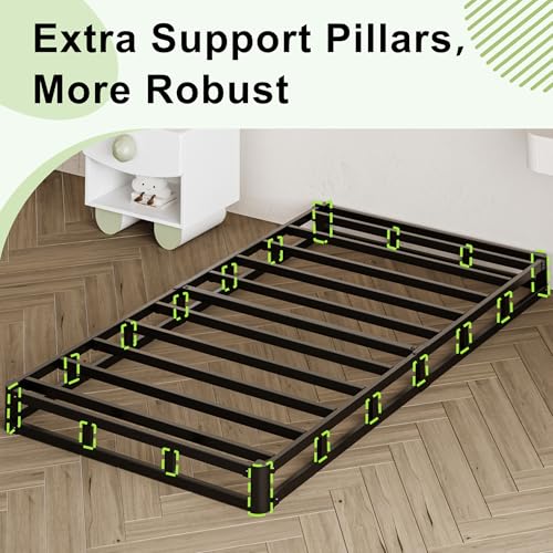 Seiugaga Twin Box Spring 4 Inch - Heavy Duty Box Spring Mattress Foundation Metal Bed Base with Fabric Cover, Noise Free Easy Assembly Non Slip 2000lbs Max