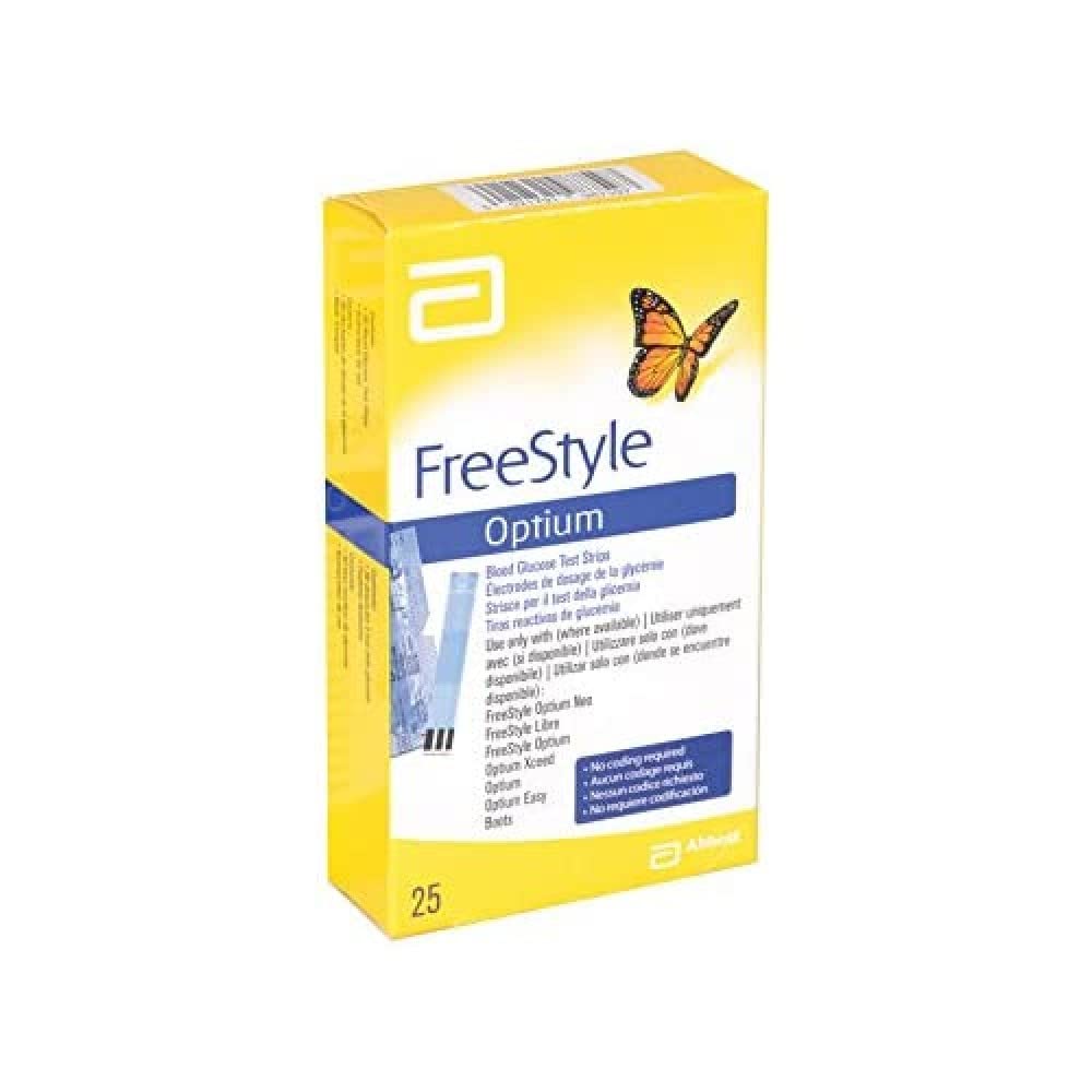 Abbott 23942 Freestyle Strisce Glucosio, Optium, Confezione da 25