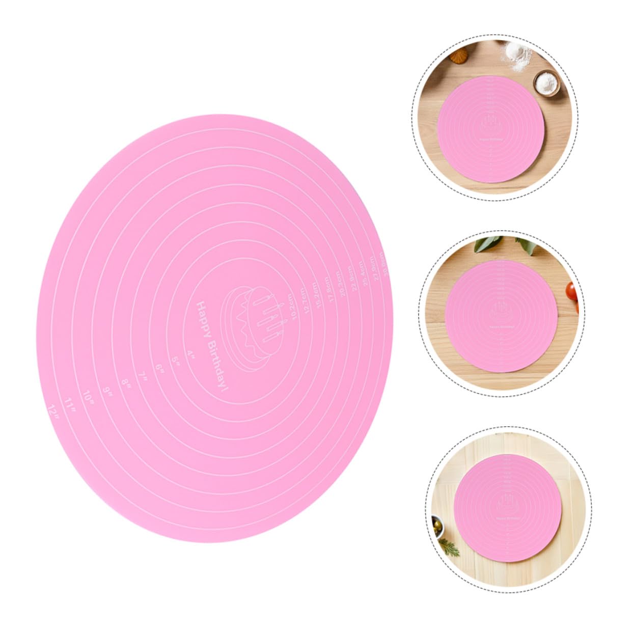 PRETYZOOM 12 Stck. Backmatte Runde Nicht-Schicht-Matte Silikonpolster Kuchen Back Antirutschmatte aus Silikon Maße Fondantmatte Silikontischmatten runde Tortenunterlage Kieselgel Rosa