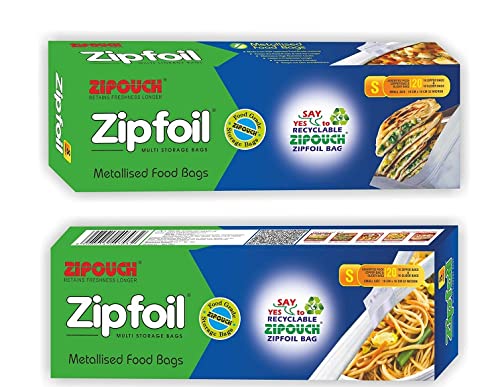 ZIPOUCH Silver Plastic Foil Bag Aluminium Pouch Aluminium Foil Pouch Aluminium Silver foil Plastic Pouches Bags for Food Packaging Bags(Pack of 100)(50 Zipper + 50 Sliders)(Size Small 18cms x 18cms)