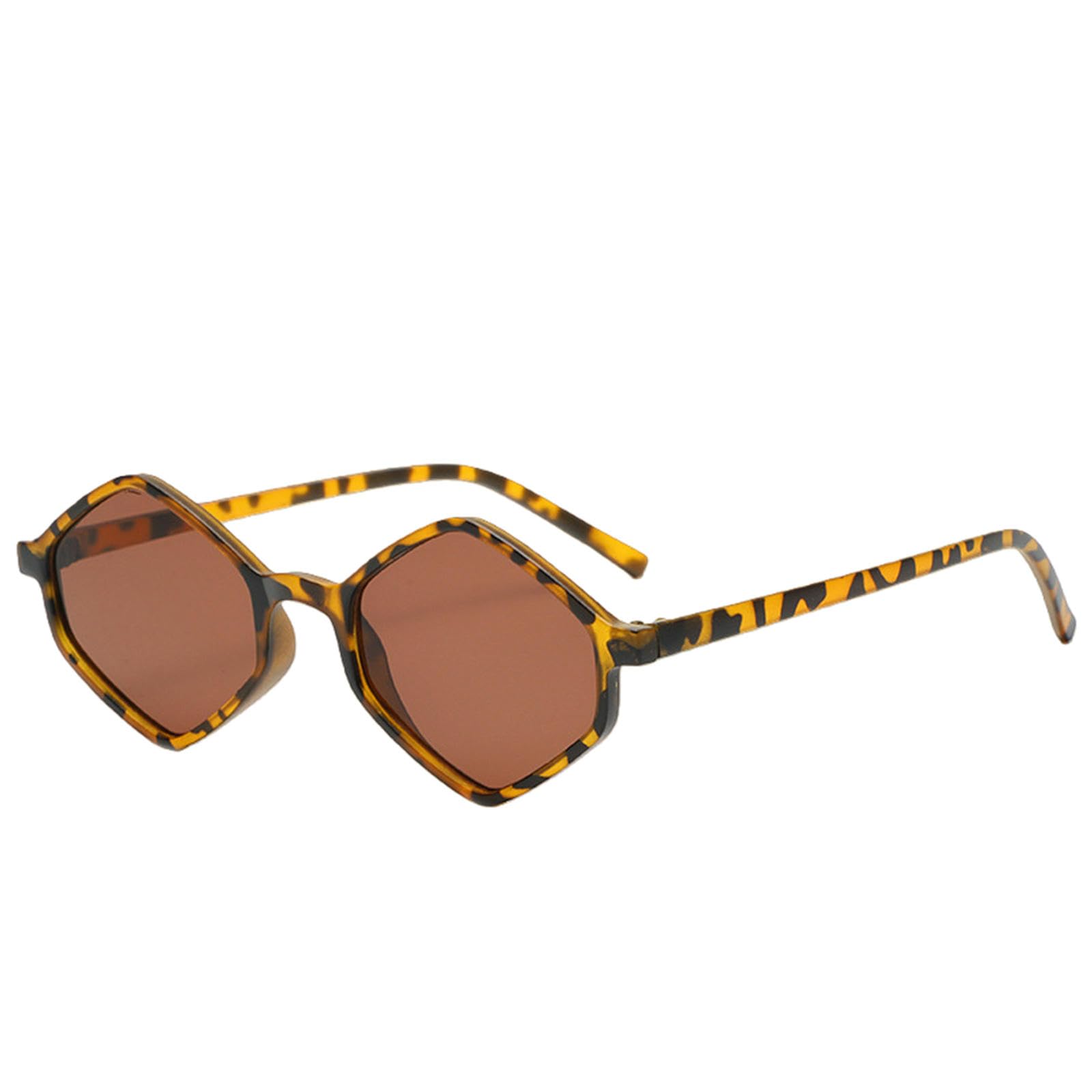Gyios sunglasses Rhombus Frame Men Women Polygonal Small Irregular Sun Glasses Vintage Personality Shades Goggles-tortoiseshell Brown Lens