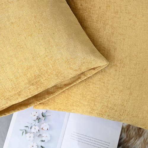 Image of CaliTime Pack of 2 Cozy Standard Pillow Shams Cases for Bed Bedding Decoration Solid Dyed Soft Chenille 20 X 26 Inches Gold