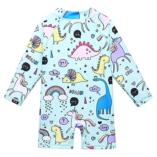 Image of XFGIRLS Baby Girls Swimsuit One Piece Long Sleeve Rash Guard Shirts Quick-Dry Bathing Suit 1M-6M