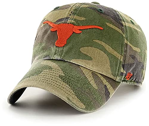 47 Texas Longhorns Hat (UT Longhorns) Mens Womens Clean Up Adjustable Cap, Camo, One Size