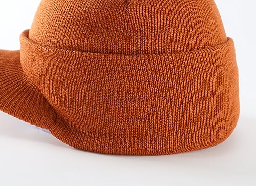 Image of Home Prefer Men's Winter Beanie Hat with Brim Warm Double Knit Cuff Beanie Cap Watch Radar Hat