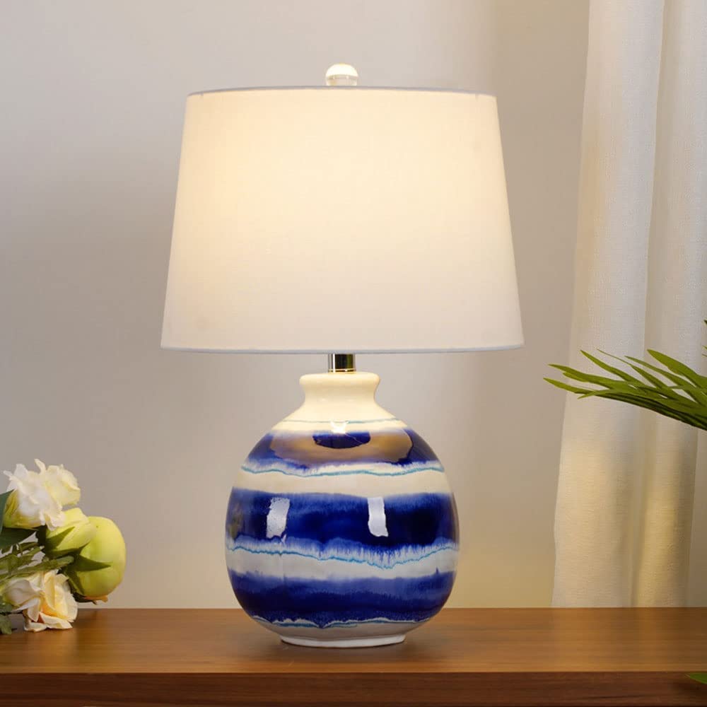Lampada da Comodino Tradizionale in Ceramica da Comodino, scrivania, lampade da Ufficio, Lampada da Tavolo per Soggiorno (dimmer Colore)