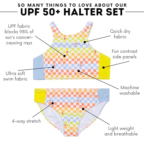 Image of SwimZip Girls' Halter Top and Bikini Bottom 2 Piece Set UPF 50+ Sun Protection
