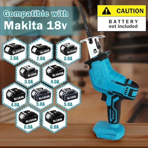 Cordless Reciprocating Saw, Electric Wood Saw with 4 Saw Blades, Portable Power Hand Saw for Metal, Wood, PVC Pipe Cutting, Tree Pruning (Set) 2 Cordless Reciprocating Saw, Electric Wood Saw with 4 Saw Blades, Portable Power Hand Saw for Metal, Wood, PVC Pipe Cutting, Tree Pruning (Set) - Image 2