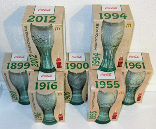 Juego de 7 vasos de Coca-Cola Olympia Londres, edición limitada, Mc Donalds, completo, 2012